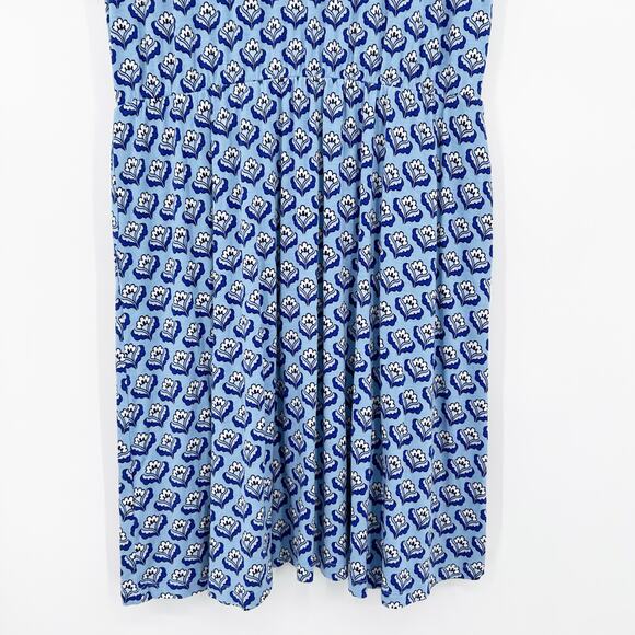 Boden Flutter Sleeve Jersey Dress Dusty Blue Oriental Bud Womens Size 12R - Picture 11 of 14
